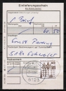 Bund 1037 als portoger. EF mit brauner 40 Pf B+S - Marke aus Rolle auf Einlieferungsschein fr einen Nachnahme-Brief von 1981