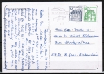 Bund 913+1038 o.g. als portoger. Zdr.-EF mit 10+50 Pf grüne B+S als Zdr. oben geschnitten aus MH im Letterset-Druck auf Inl.-Postkarte von 1990-1993