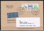 Bund 914+913+1038 o.g. als portoger. Zdr.-EF mit 30+10+50 Pf grne B+S als Zdr. oben geschn. aus Letterset-MH auf VGO-Luftpost-Drucksache in die USA