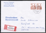 Bund 919 als portoger. MeF mit 2x 190 Pf B+S aus Bogen als waagr. Paar auf Ausl.-Einschreibe-Brief 20-50g von 1987 in die UdSSR ohne AnkStpl.