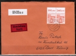Bund 1143 als portoger. MeF mit 2x 300 Pf B+S als waagr. Oberrand-Paar auf Inlands-Eilbrief 50-100g von 1982-1989, AnkStpl. B6-Format