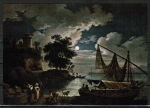 Ansichtskarte von Philipp Hackert (1737-1808) - "Italienischer Hafen bei Mondschein"