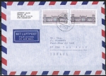 Bund 1287 als portoger. MeF mit 2x 80 Pf Reichstag -ZM aus Gebäude-Block 20 auf Luftpost-Brief 5-10g von 1986-1989 nach Israel