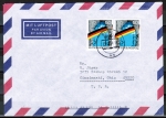 Bund 1481 als portoger. MEF mit 2x 50 Pf Grenzöffnung aus Bogen auf VGO-Luftpost-Brief bis 10g von 1990/1991 in die USA, codiert