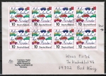 Bund 1954 als portoger. MeF mit 11x 10 Pf Kindersicherheit auf Inlands-Brief bis 20g von 1998, rs. 3 weitere Marken