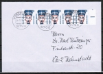 Bund 1398 als portoger. MeF mit 5x 20 Pf SWK aus Bogen auf Inlands-Brief bis 20g von 1989-1997, codiert