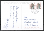 Bund 1339 als portoger. MeF mit 2x 30 Pf SWK als Bogen-Paar auf Inlands-Postkarte von 1987-1993