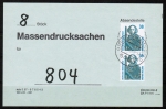 Bund 1400 als portoger. MeF mit 2x 38 Pf SWK aus Rolle auf Auffrankierungs-Zettel für Massendrucksachen von 1989-1993