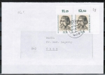 Bund 718 als portoger. MeF mit 2x 25 Pf Lucas Cranach auf Inlands-Brief 20-50g vom Mai-Juni 1972, fehlende Oberklappe