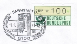 Bund ATM 1 - Marke zu 100 Pf als portoger. EF auf Inlands-Brief bis 20g mit Sonderstempel "10 Jahre ATM" von 1991 von Darmstadt