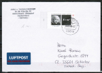 Bund 2475 als portoger. EF mit 55 Cent Albert Einstein auf Europa-Brief bis 20g vom September 2005 nach Tschechien, codiert, rs Skl.-Klappe, kurz !