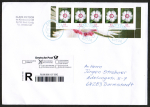 Bund 3116 als portoger. MeF mit 5x 85 Cent Blumen aus Bogen mit R�ndern auf Inl.-�bergabe-Einschreibe-Brief 14x20 cm von 2022-2024, 20 cm lang