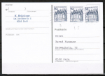 Bund 913 u.g. als portoger. MeF mit 3x 10 Pf Burgen und Schlsser unten geschnitten im Letterset-Druck auf VGO-Postkarte vom Mrz 1991