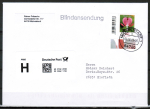 Bund 2547 als portoger. EF mit 100 Cent Blumen / Trn. Herz aus Bogen mit Scancode-ER auf Prio-Blindensendung von 2019-2021, codiert