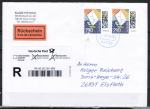 Bund 3876 Skl. (Mi. 3884) als portoger. MeF mit 2x 290 Cent Briefe-Dauerserie als Skl.-Marke auf Inl.-�berg.-Einschr.-RSch.-Brief bis 20g von 2025-2026, codiert