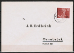 Bund 389 als portoger. EF mit 20 Pf Brot für die Welt auf Inlands-Brief bis 20g von 1962-1964