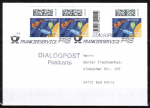Bund 2723 als portoger. MeF mit 3x 10 Cent Briefe-Dauerserie aus Rolle mit groem Strichcode-Feld auf Inlands-Dialogpost-Postkarte von 2023, codiert