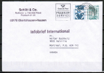 Bund Zusammendruck 10+80 Pf SWK oben geschnitten aus MH als portoger. Zdr.-EF auf Auslands-Infobrief von 1997-2002 nach China, AnkStpl.