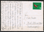 Bund 465 als portoger. EF mit 15 Pf Jugend 1965 / Fasan auf Inlands-Postkarte von 1965-1966