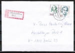 Bund 1433 als portoger. MiF mit 300 Pf F. Hensel und 50 Pf Frauen auf Inlands-Einschreibe-Brief bis 20g von 1989-1992