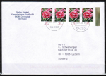 Bund 2694 als portoger. MeF mit 4x 25 Ct. Blumen / Gartennelke aus Bogen auf Europa-Brief 20-50g von 2008 in die Schweiz, codiert