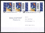 Bund 2723 als portoger. MeF mit 3x 10 Cent Briefe-Dauerserie aus Bogen mit SR auf Inlands-Dialogpost-Postkarte von 2023, codiert