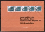 Bund 1400 als portoger. MeF mit 5x 38 Pf SWK aus Rolle auf Inlands-Brief 50-100g vom März 1989