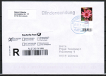 Bund 3414 als portoger. EF mit 220 Cent Hauswurz aus Rolle mit Scancode auf Blinden-Einwurf-Einschreibe-Brief von 2019-2021, codiert