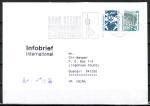 Bund Zusammendruck 10+80 Pf SWK unten geschnitten aus MH als portoger. Zdr.-EF auf Auslands-Infobrief von 1997-2002 nach China, AnkStpl.