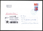 Bund 3117 als portoger. EF mit 395 Cent Blumen-Dauerserie aus Bogen mit buntem Rand auf Inlands-Einwurf-Einschreibe-Brief 14x20 cm von 2022-2024