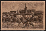 Ansichtskarte Erbach, Knstlerkarte / Zeichnung, Blick vom Bahnhof auf Schloss und Kirche, um 1920 / 1930 !?