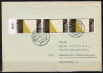 Bund 587 als portoger. MeF mit 3x 10 Pf Olympiade 1969 auf Inlands-Brief bis 20g vom Juni 1969 / Ersttag, FDC-Stempel rechts oben