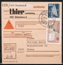 Bund 970 als portger. MiF mit 50 Pf Europa 1978 + 500 Pf I+T auf Nachnahme-Paketkarte von 1978