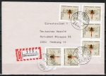 Bund 1550 als portoger. MeF mit 6x 70 Cent Heidelibelle auf Inlands-Einschreibe-Brief 20-50g von 1991