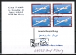 Bund 1040 als portoger. MeF mit 4x 40 Pf Jugend 1980 auf Einzel-Anschriftenprüfungs-Postkarte von 1997-2002, codiert