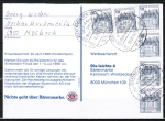 Bund 913 als portoger. MeF mit 6x 10 Pf B+S - Serie Letterset (aus Rolle) auf Inlands-Postkarte von 1987-1993