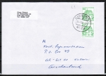 Bund 1038 LS als portoger. MeF mit 2x grner 50 Pf B+S - Marke aus Rolle im Letterset-Druck auf erm. Brief bis 20g von 1987-1989 nach Griechenland