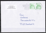 Bund 1038 u.g. als portoger. MeF mit 2x grüner 50 Pf B+S - Marke unten geschnitten aus MH im Buchdruck auf Inlands-Brief bis 20g von 1989-1997