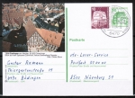 Bund 1038 - Bildpostkarte mit grner 50 Pf B+S mit Druckfehler Sektkellerei "Ressler" statt Kessler, gelaufen mit Zusatzfrankatur 1984
