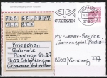 Bund 1028 als Ganzsachen-Ausschnitt aus GA-Pk mit roter 60 Pf B+S - Marke im Letterset-Druck auf Inlands-Postkarte von 1984-1993