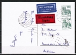Bund 999 als portoger. MeF mit 2x 230 Pf B+S - Serie aus Rolle auf Luftpost-Eil-Postkarte von 1982-1989 nach Australien, vs. Eilboten-Stempel