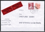 Bund 1143 als portoger. MiF mit 300 Pf Burgen und Schlsser - Serie aus Rolle Letterset + 130 Pf I+T auf Inlands-Eilbrief bis 20g von 1987-1989