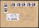 Bund 2463 als portoger. MeF mit 7x 50 Ct. Blumen / Aster aus Rolle auf C5-Inlands-bergabe-Einschreibe-Brief von 2006-2013, 23 cm lang