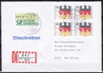 Bund 1309 als portoger. MiF mit 4x 80 Pf Volkszhlung auf Inlands-Einschreibe-Brief 20-50g von 1987