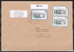 Bund 1456 als portoger. MeF mit 3x 70 Pf Jugend 1990 mit Stempel-Mngeln nach sterreich, AnkStpl.