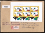 Bund 1472 - 100 Pf Jugendbfm.-Ausstellung als Block 21 als portoger. Block-EF auf C5-Einschreib-Päckchen von 1991