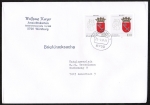 Bund 1590 als portoger. MeF mit 2x 100 Pf Bremen auf Briefdrucksache 50-100g von 1992-1993, 14x20 cm