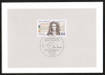 Bund 1646 mit 60 Pf Isaac Newton als Klappkarte, gedruckt in der Bundesdruckerei, Marke mit ESST