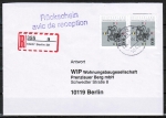 Bund 1805 als portoger. MeF mit 2x 400 Pf Heinrich der Löwe auf Inlands-Einschreibe-Rückschein-Brief bis 20g von 1995-1997