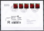 Bund 2669 Skl. (Mi. 2675) als portoger. MeF mit 5x 55 Cent Blumen / Gartenrose als Skl.-Marken auf Inlands-Einschreibe-Brief bis 20g von 2014, codiert